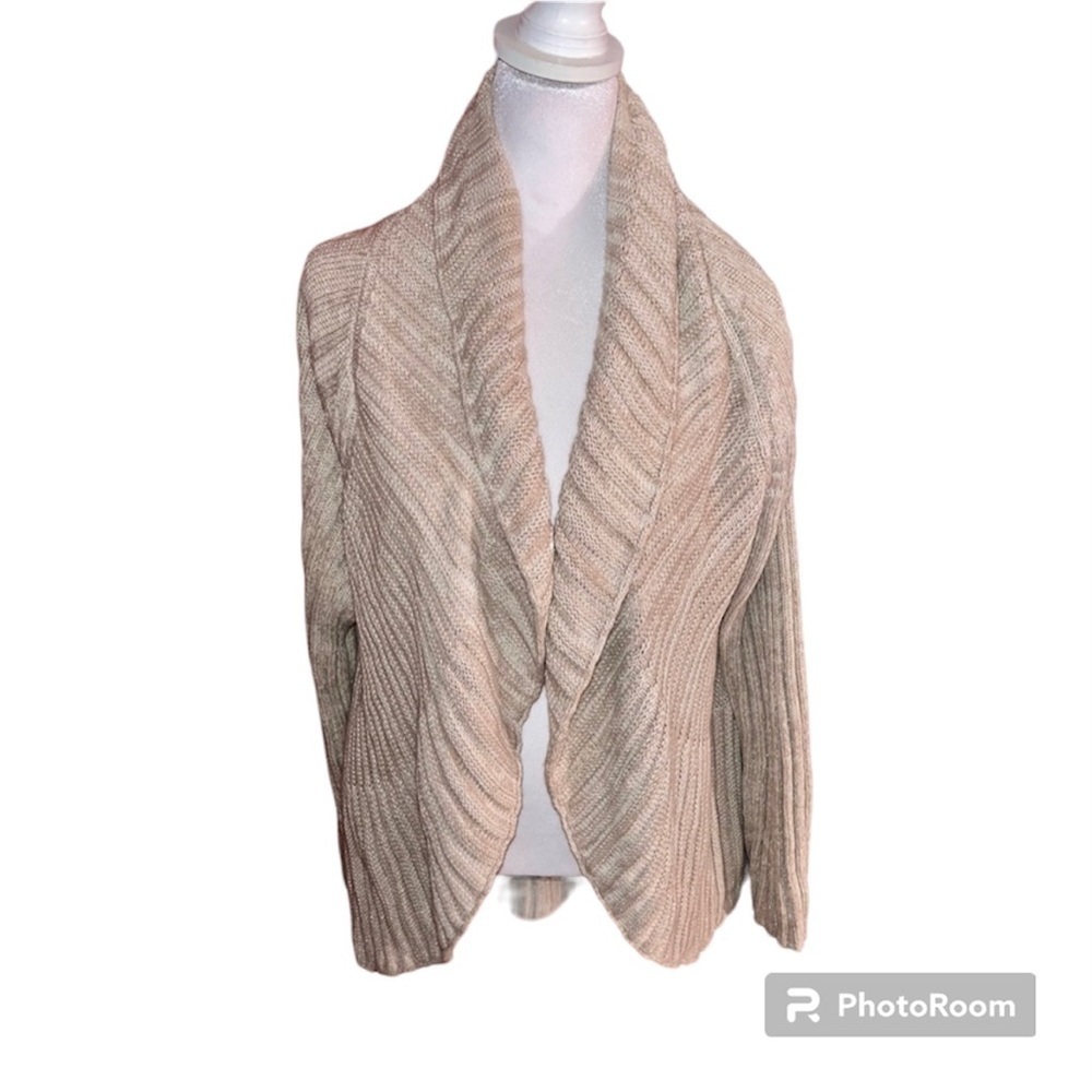 APT 9 Woman Beige & Silver sweater Size 0X Tunic Length EUC